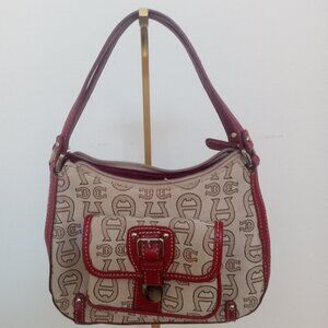 Etienne Aigner Y2K LIKE NEW Canvas Cream and Red Logo Handbag Clean No Wear